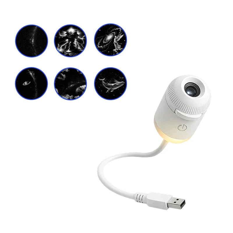 Proyector de Estrellas Galaxia 2 en 1 – Luz Nocturna, Rotación 360°, USB, Decoración Habitación