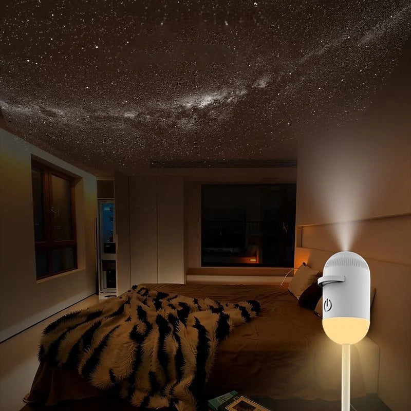 Proyector de Estrellas Galaxia 2 en 1 – Luz Nocturna, Rotación 360°, USB, Decoración Habitación