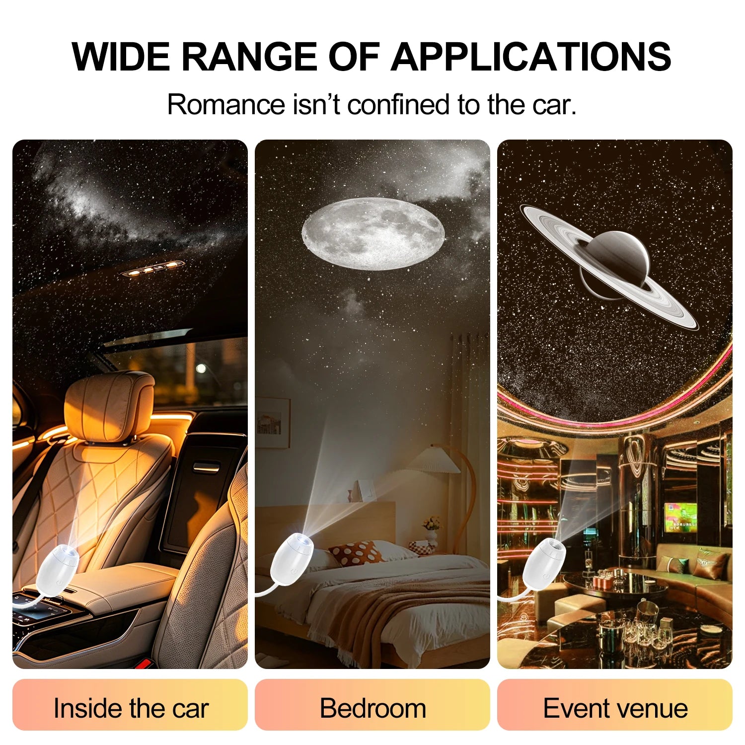 Proyector Luna Galaxia – Luz Nocturna 360°, USB, Decoración Habitación y Fotografía