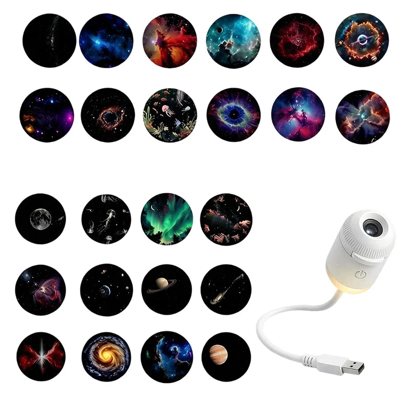 Proyector de Estrellas Galaxia 2 en 1 – Luz Nocturna, Rotación 360°, USB, Decoración Habitación