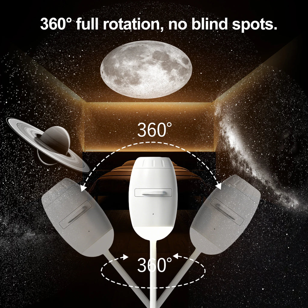 Proyector Luna Galaxia – Luz Nocturna 360°, USB, Decoración Habitación y Fotografía
