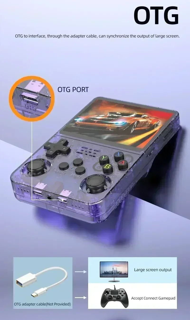 Consola Retro Portátil R36S – Pantalla IPS 3.5", 64GB/128GB/256GB, +15.000 Juegos