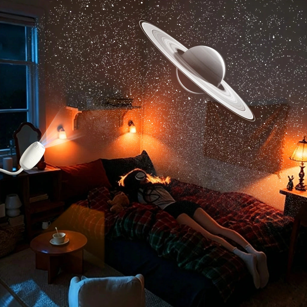 Proyector Luna Galaxia – Luz Nocturna 360°, USB, Decoración Habitación y Fotografía