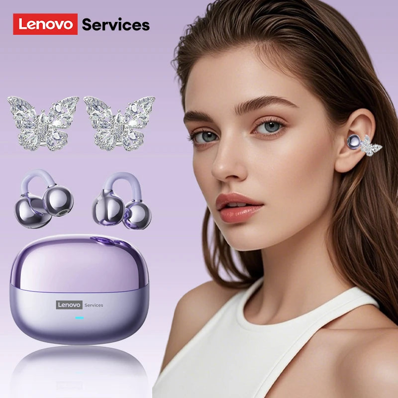 Audífonos Inalámbricos Lenovo LE302 – Bluetooth 6.0, Clip de Oreja, HiFi, 25H Batería