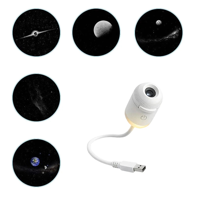 Proyector de Estrellas Galaxia 2 en 1 – Luz Nocturna, Rotación 360°, USB, Decoración Habitación