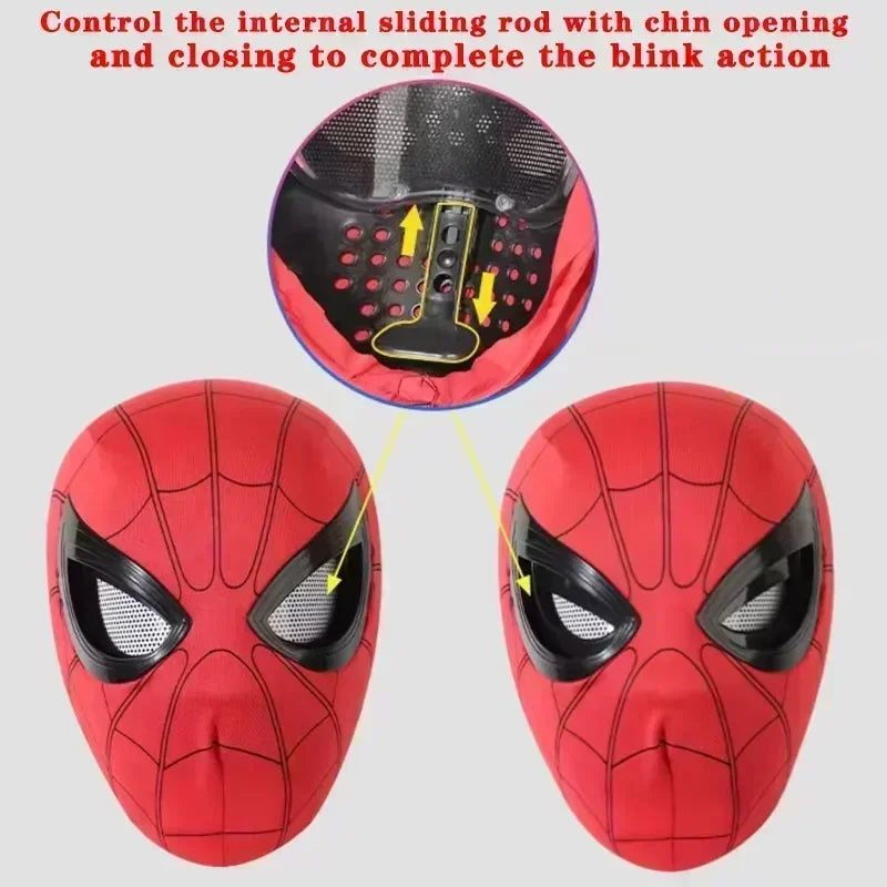 Máscara Cosplay Spiderman con Ojos Móviles – Talla Real, Ideal para Halloween