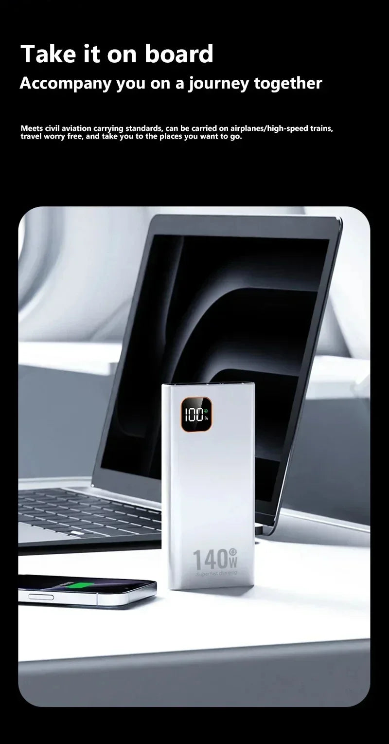 Power Bank Lenovo 140W – Carga Rápida, Pantalla Digital, hasta 200.000mAh