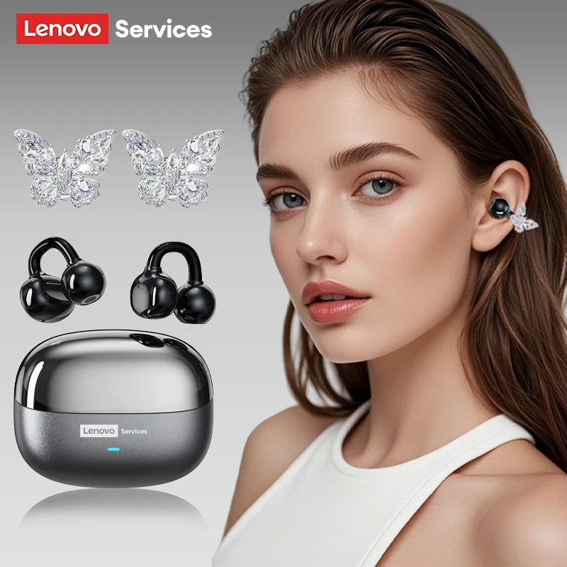 Audífonos Inalámbricos Lenovo LE302 – Bluetooth 6.0, Clip de Oreja, HiFi, 25H Batería