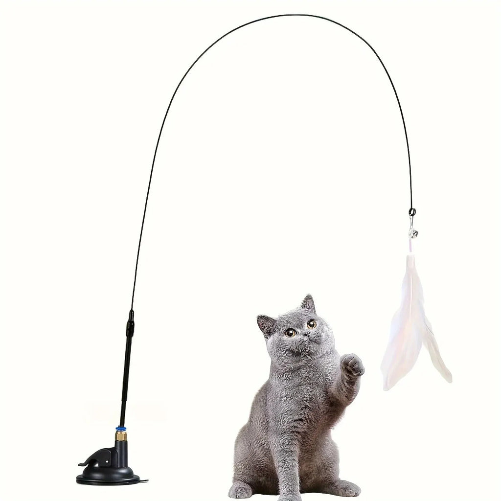 Varita Interactiva para Gatos con Plumas y Campana – Juguete con Ventosa