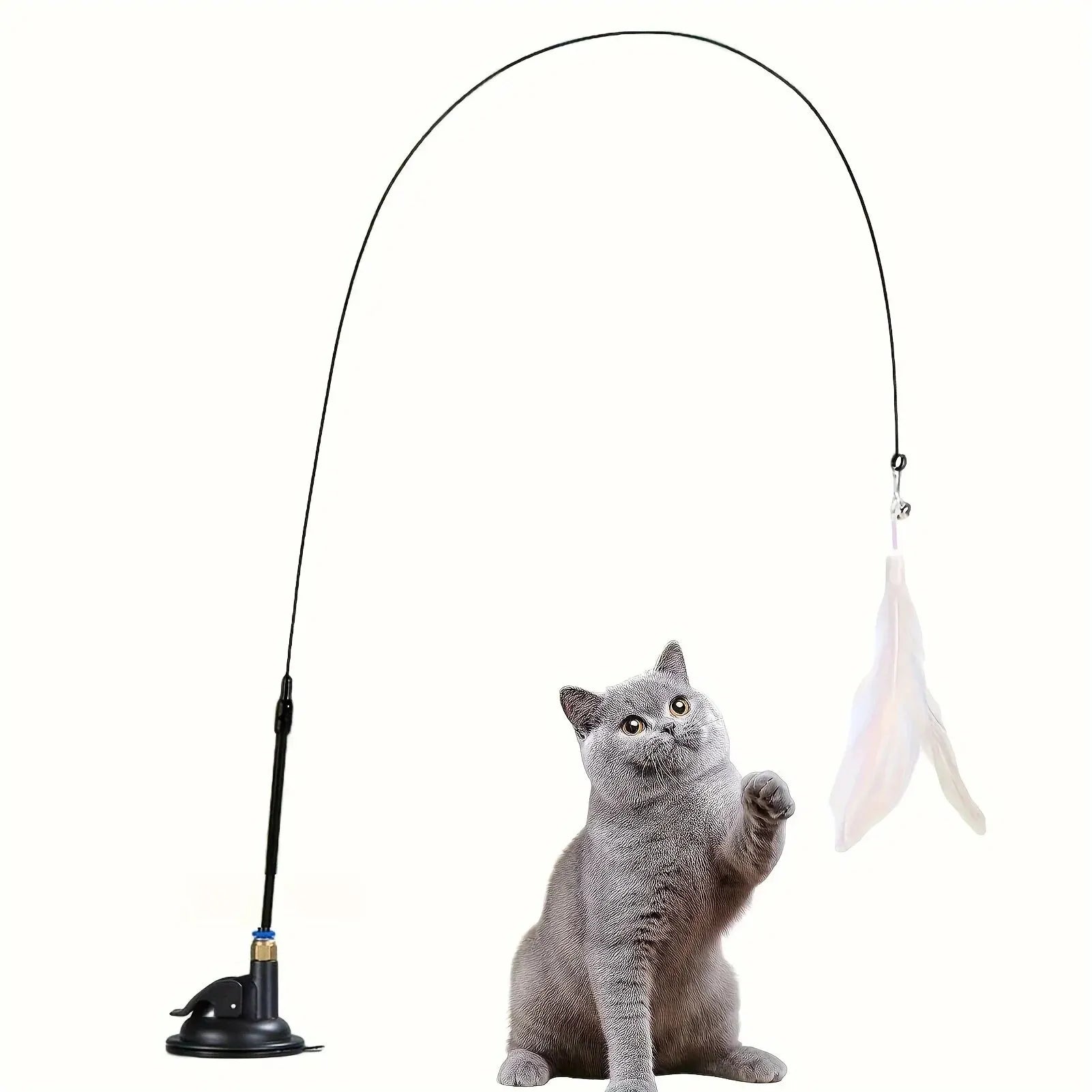 Varita Interactiva para Gatos con Plumas y Campana – Juguete con Ventosa