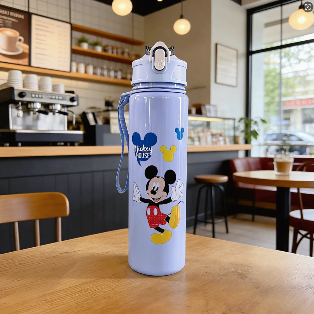 Botella de Agua Cartoon 750ml – Diseño Kawaii con Sorbete y Tapa Antiderrame