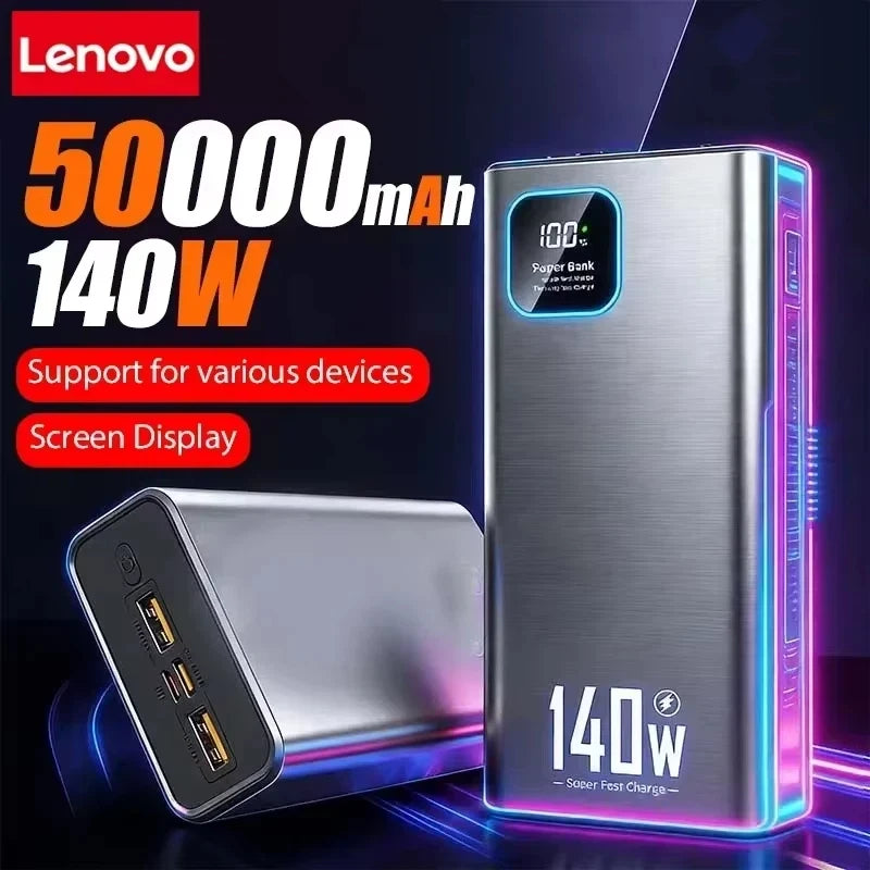 Power Bank Lenovo 140W – Carga Rápida, Pantalla Digital, hasta 200.000mAh