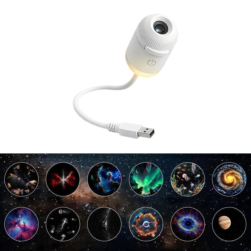 Proyector de Estrellas Galaxia 2 en 1 – Luz Nocturna, Rotación 360°, USB, Decoración Habitación