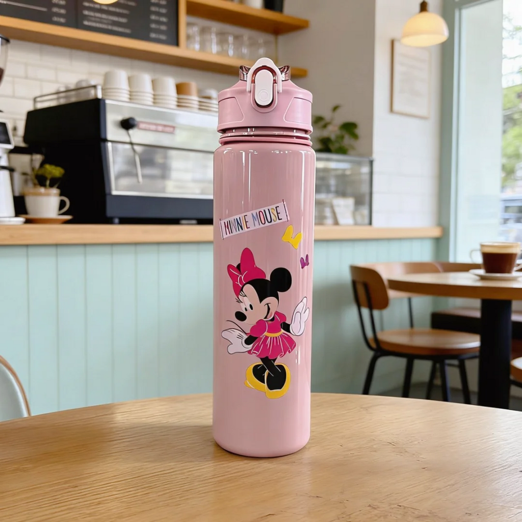 Botella de Agua Cartoon 750ml – Diseño Kawaii con Sorbete y Tapa Antiderrame