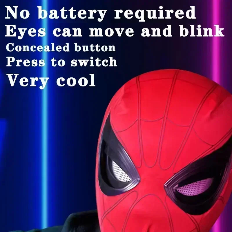 Máscara Cosplay Spiderman con Ojos Móviles – Talla Real, Ideal para Halloween