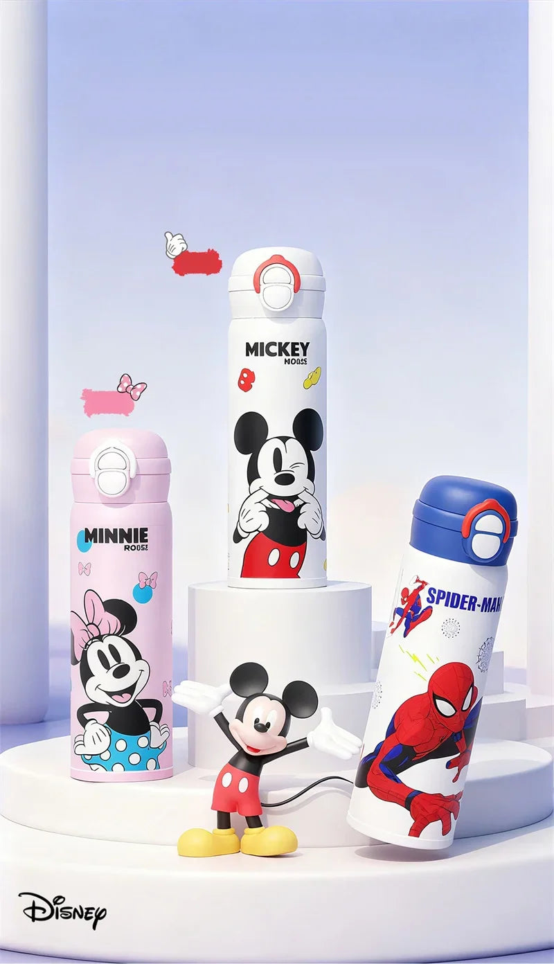 Termo Disney Mickey y Minnie | Botella Acero Inoxidable 500ml con Sorbete para Niños