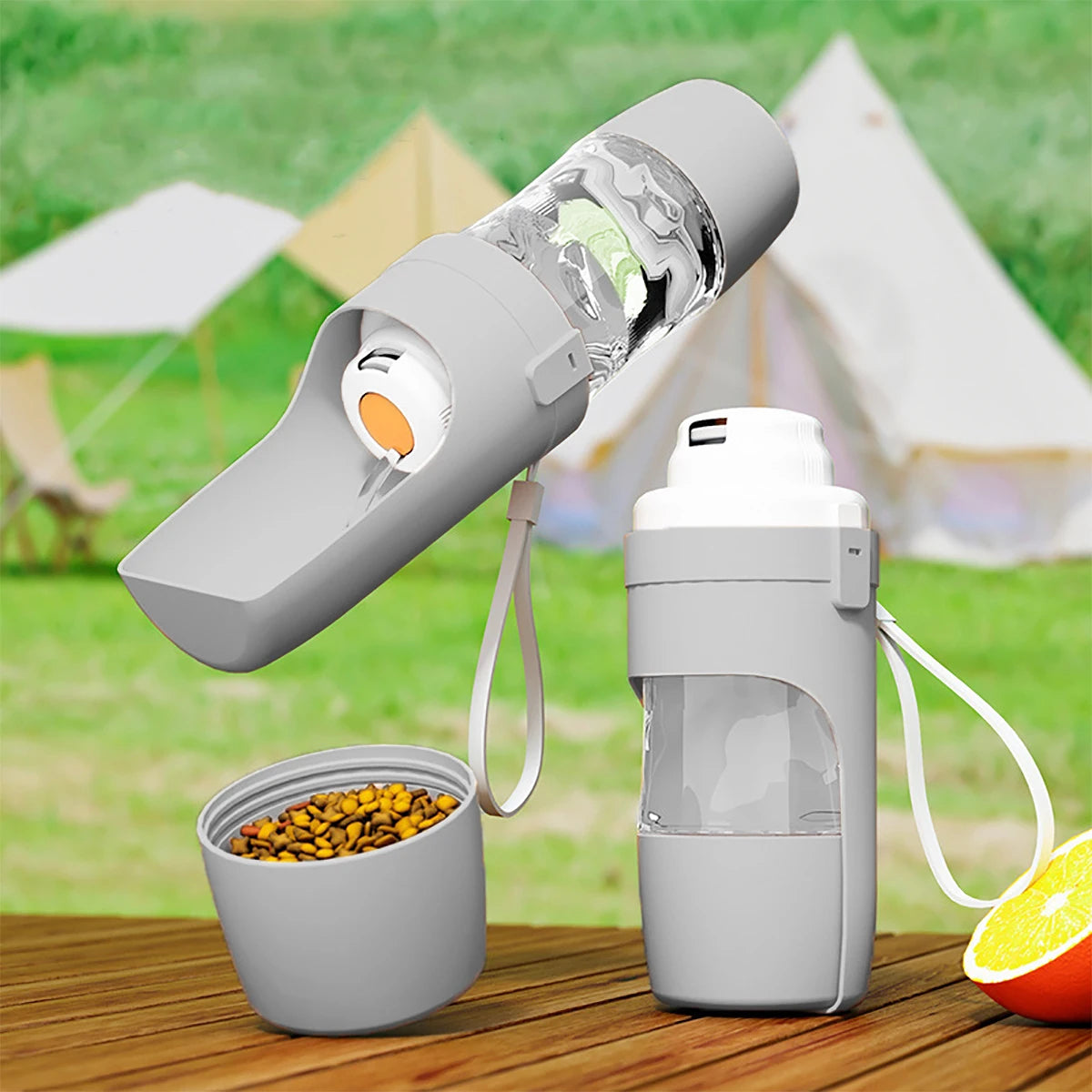 Botella de Agua Portátil para Perros y Gatos con Compartimento de Comida