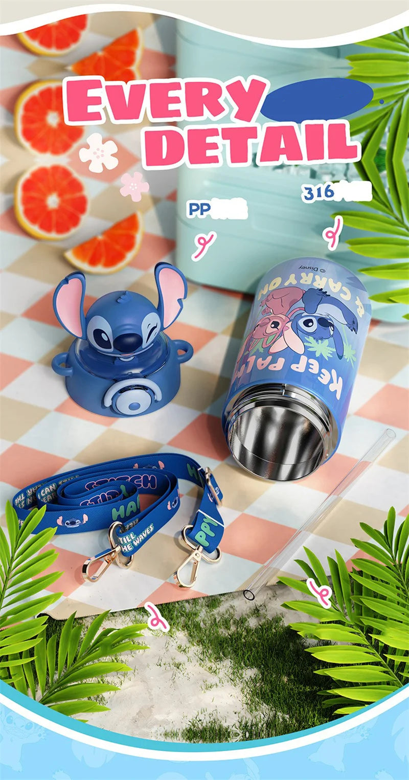 Termo Disney Stitch 600ml | Botella Térmica Acero Inoxidable con Sorbete y Tapa con Seguro