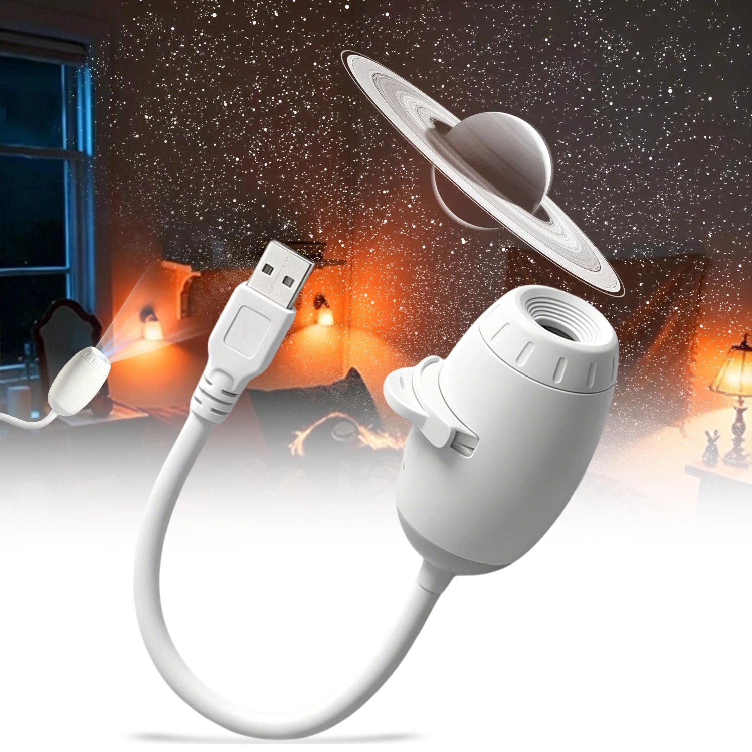 Proyector Luna Galaxia – Luz Nocturna 360°, USB, Decoración Habitación y Fotografía