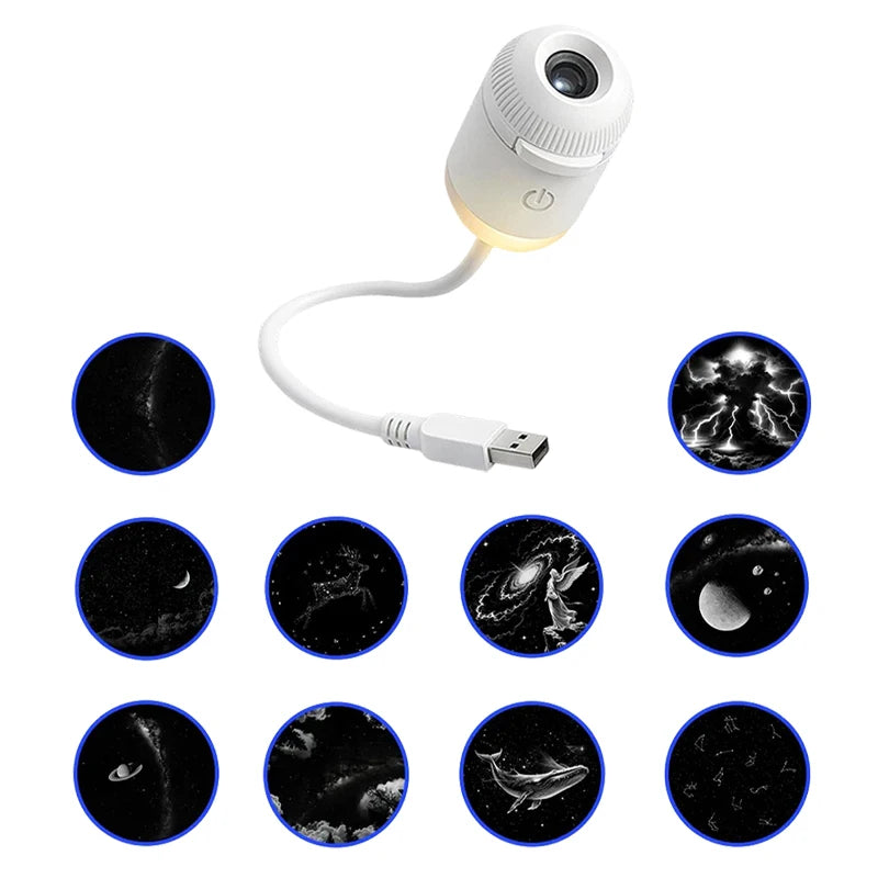 Proyector de Estrellas Galaxia 2 en 1 – Luz Nocturna, Rotación 360°, USB, Decoración Habitación