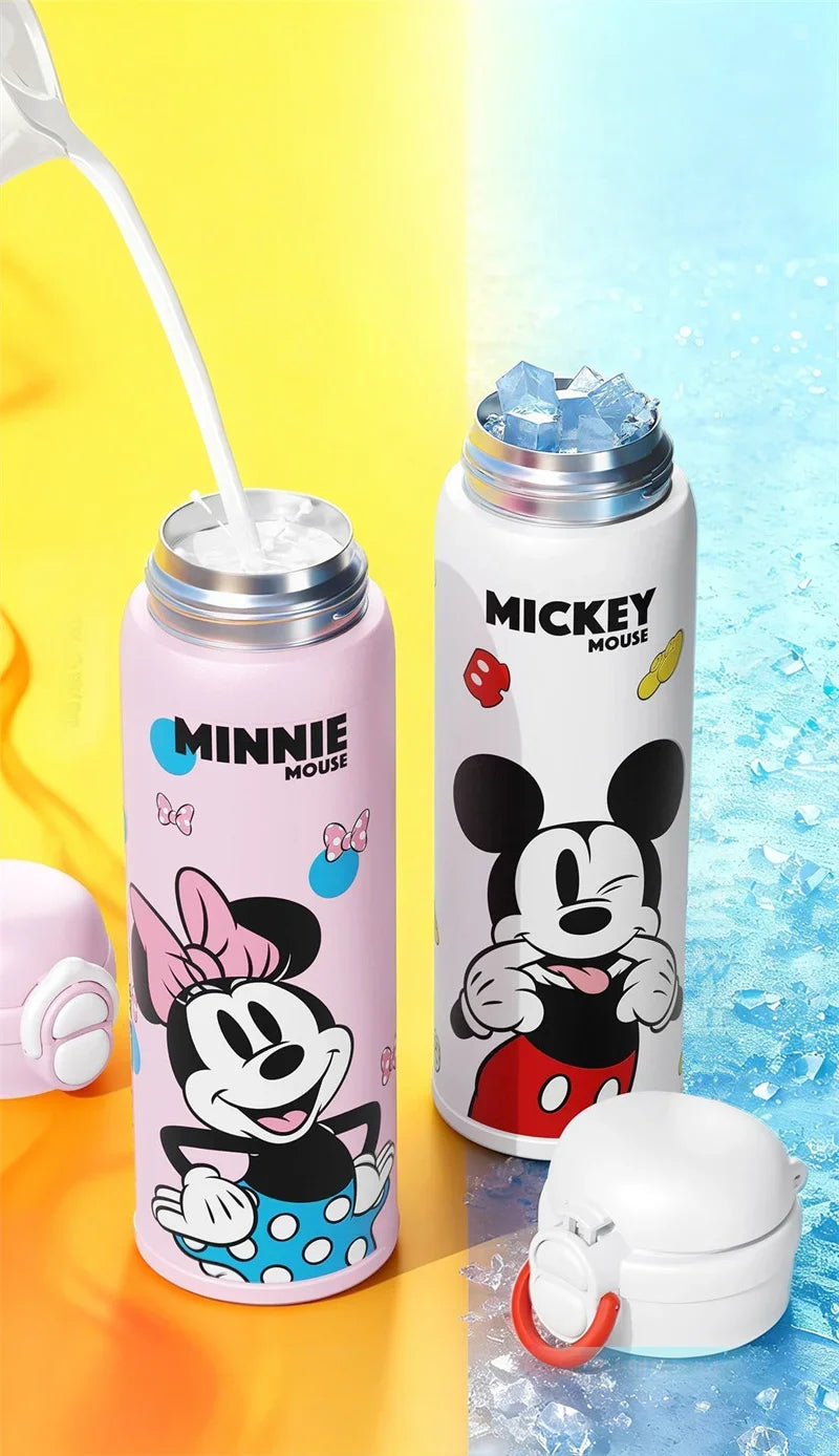Termo Disney Mickey y Minnie | Botella Acero Inoxidable 500ml con Sorbete para Niños