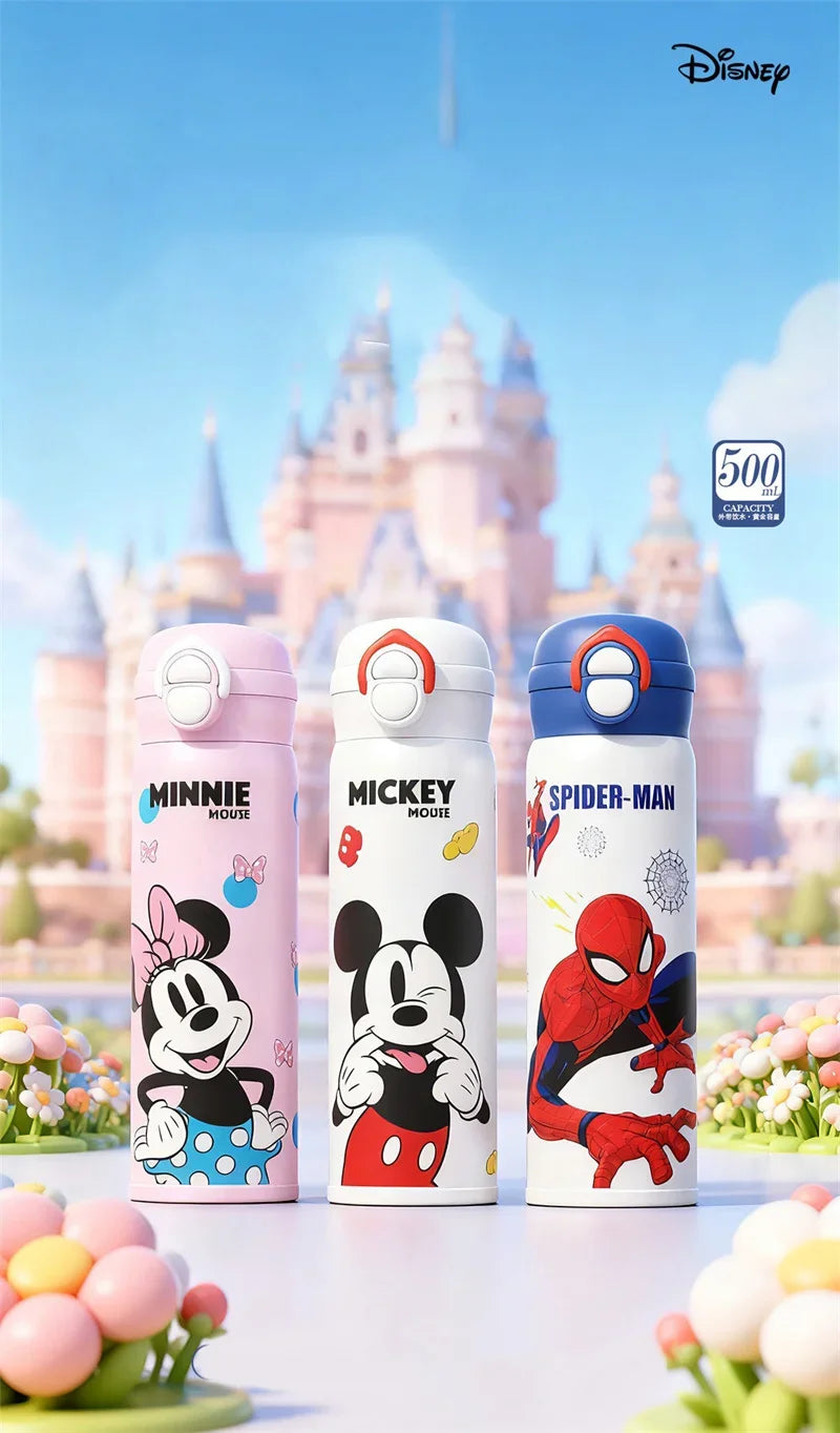 Termo Disney Mickey y Minnie | Botella Acero Inoxidable 500ml con Sorbete para Niños