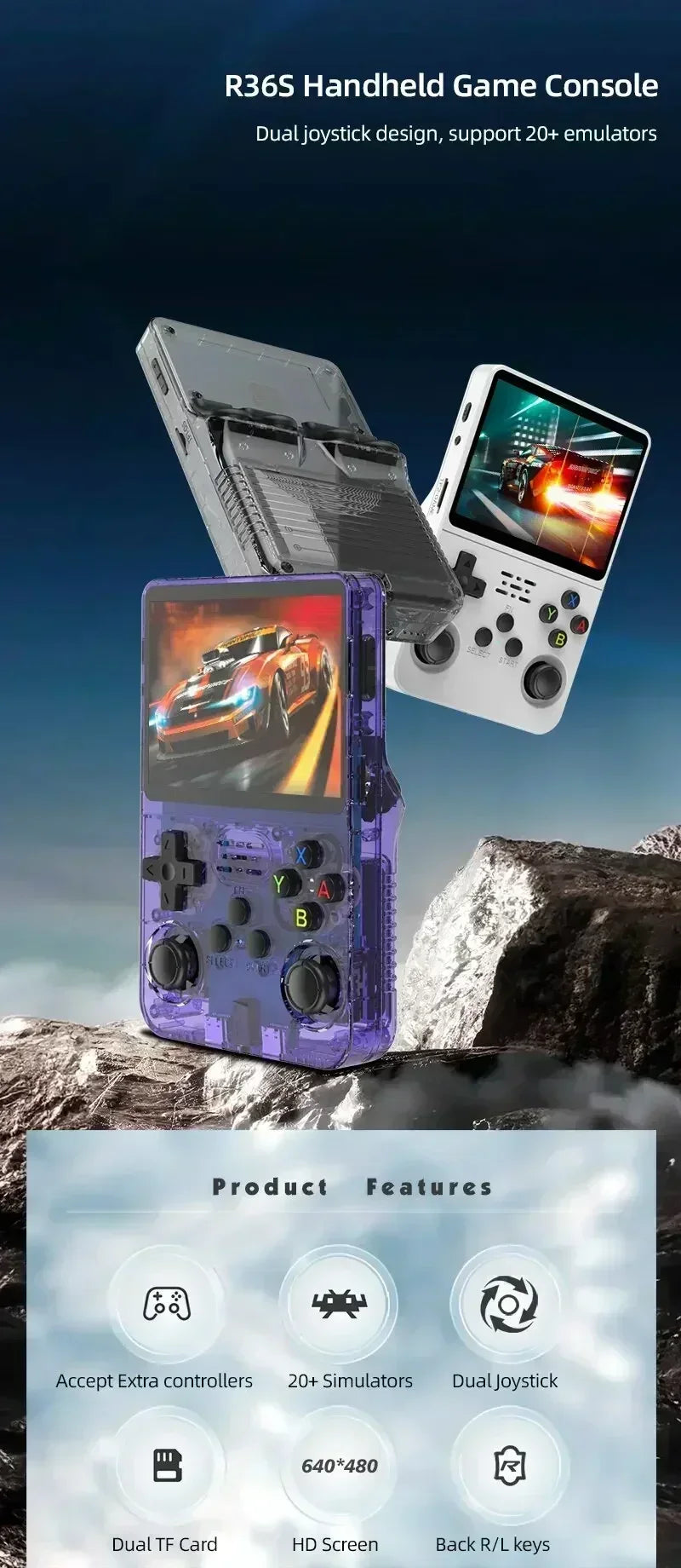 Consola Retro Portátil R36S – Pantalla IPS 3.5", 64GB/128GB/256GB, +15.000 Juegos