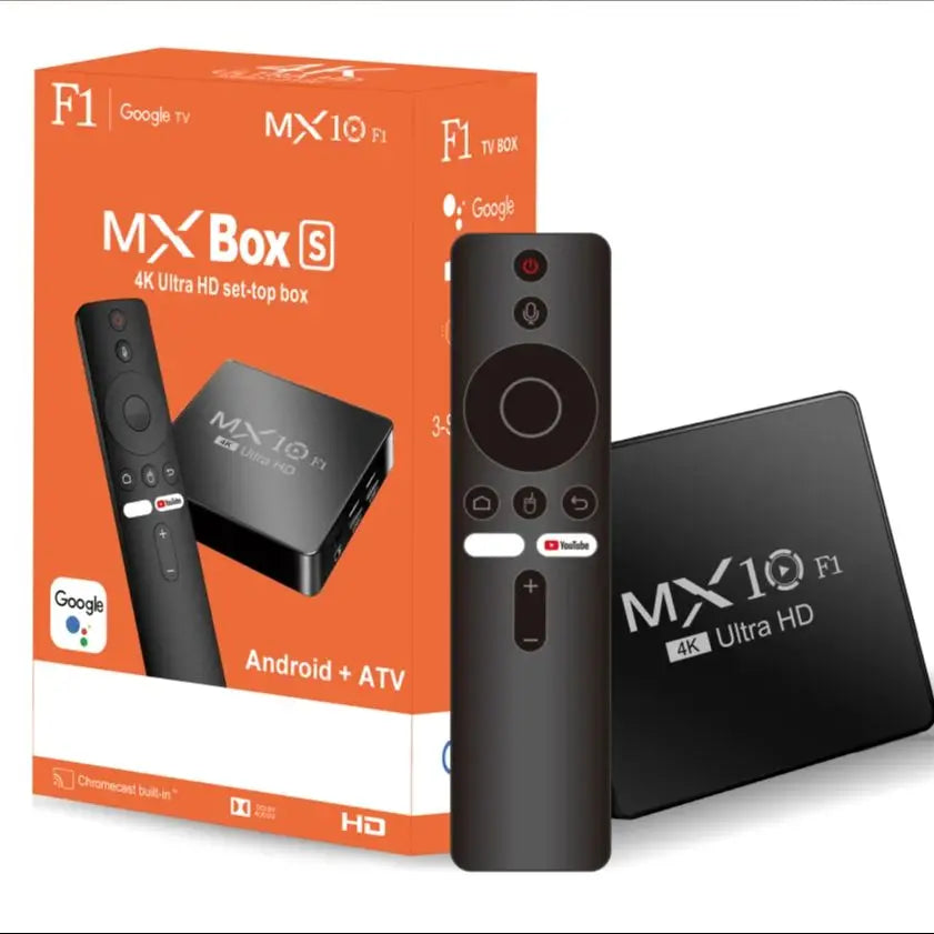 Android TV Box MX10 F1 – Android 13, 2GB RAM, 16GB, Wi-Fi 2.4G + Bluetooth 5.0
