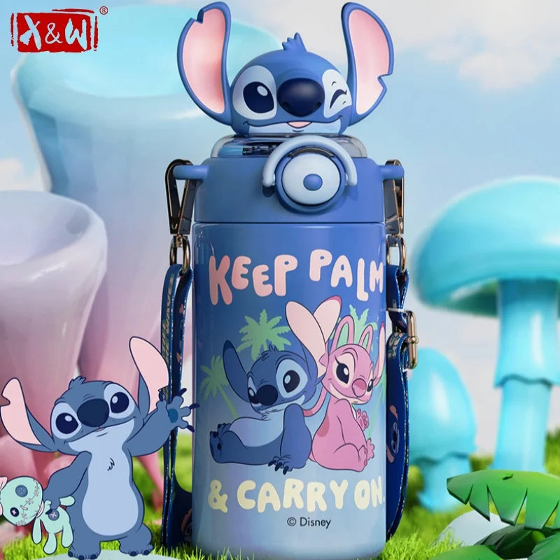 Termo Disney Stitch 600ml | Botella Térmica Acero Inoxidable con Sorbete y Tapa con Seguro
