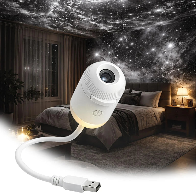 Proyector de Estrellas Galaxia 2 en 1 – Luz Nocturna, Rotación 360°, USB, Decoración Habitación
