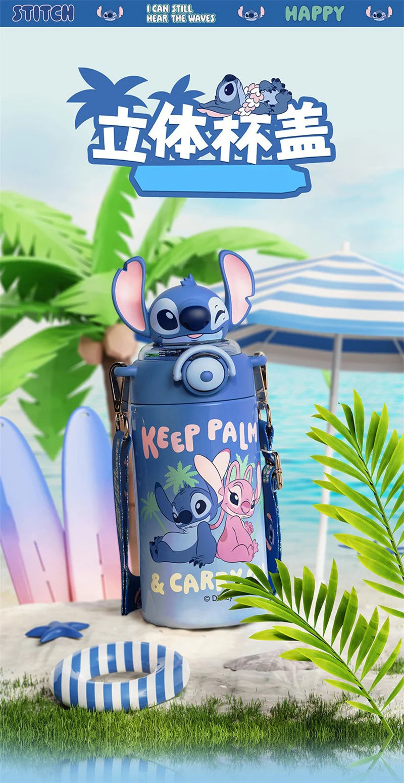 Termo Disney Stitch 600ml | Botella Térmica Acero Inoxidable con Sorbete y Tapa con Seguro