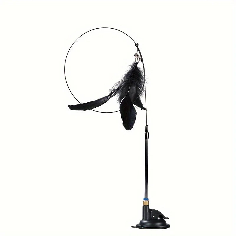 Varita Interactiva para Gatos con Plumas y Campana – Juguete con Ventosa