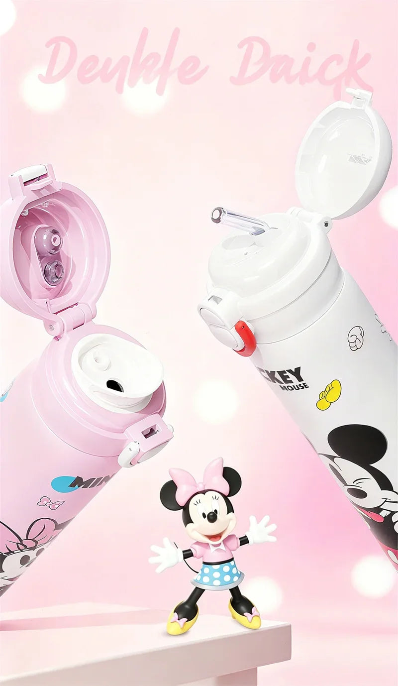 Termo Disney Mickey y Minnie | Botella Acero Inoxidable 500ml con Sorbete para Niños
