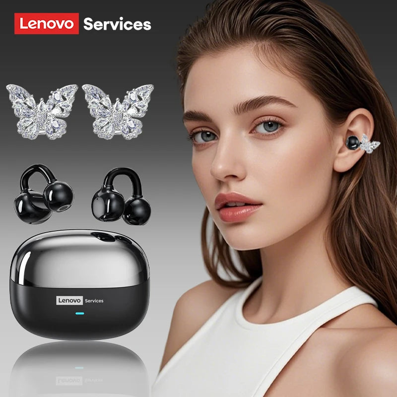 Audífonos Inalámbricos Lenovo LE302 – Bluetooth 6.0, Clip de Oreja, HiFi, 25H Batería
