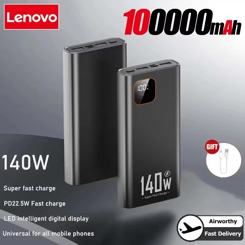 Power Bank Lenovo 140W – Carga Rápida, Pantalla Digital, hasta 200.000mAh