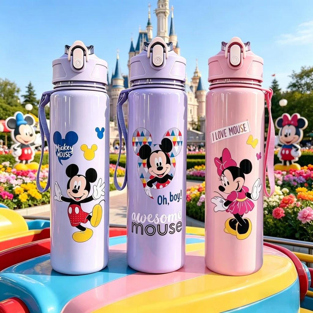 Botella de Agua Cartoon 750ml – Diseño Kawaii con Sorbete y Tapa Antiderrame