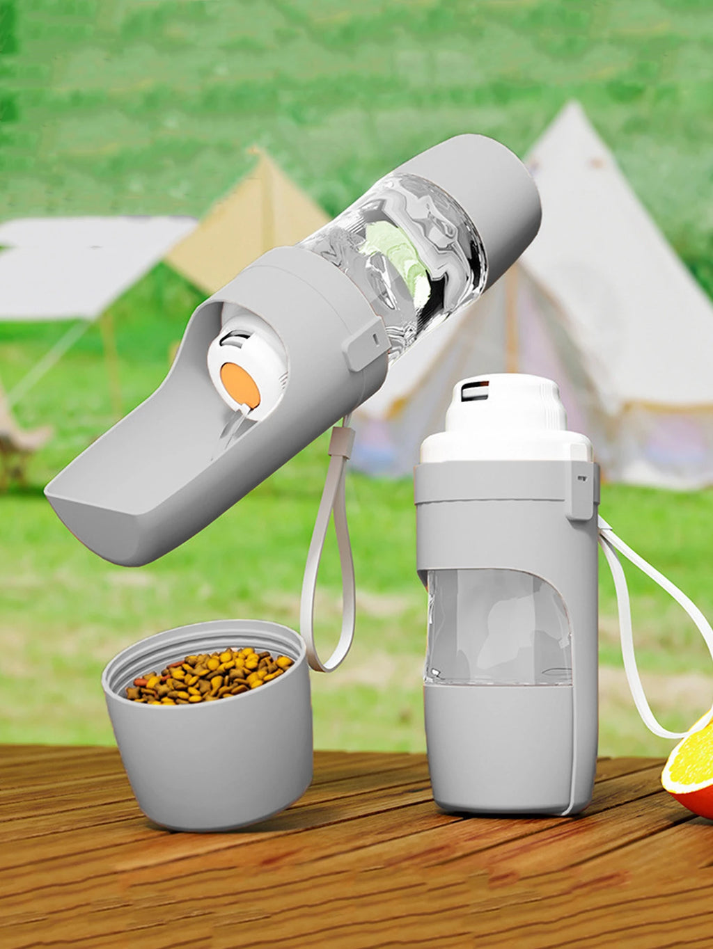 Botella de Agua Portátil para Perros y Gatos con Compartimento de Comida