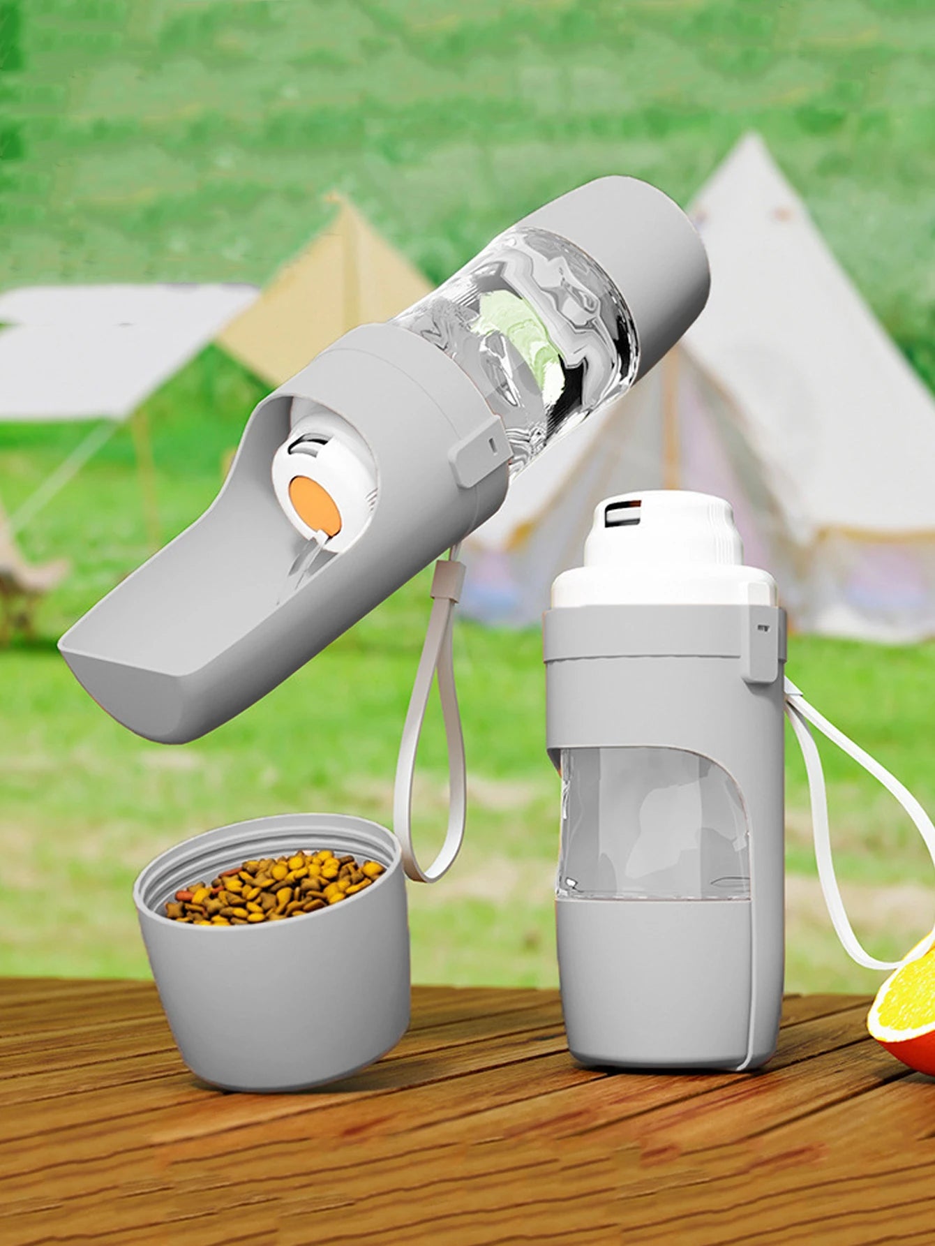 Botella de Agua Portátil para Perros y Gatos con Compartimento de Comida