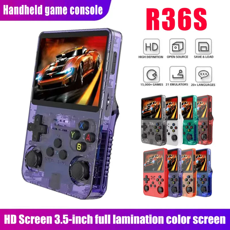 Consola Retro Portátil R36S – Pantalla IPS 3.5", 64GB/128GB/256GB, +15.000 Juegos