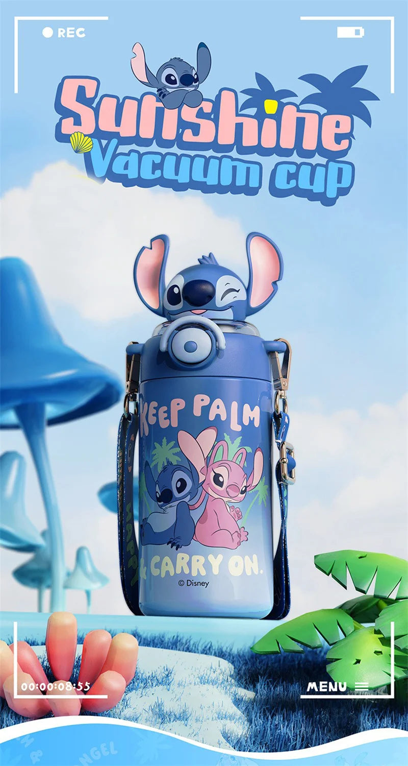 Termo Disney Stitch 600ml | Botella Térmica Acero Inoxidable con Sorbete y Tapa con Seguro