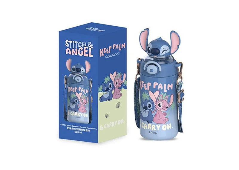 Termo Disney Stitch 600ml | Botella Térmica Acero Inoxidable con Sorbete y Tapa con Seguro