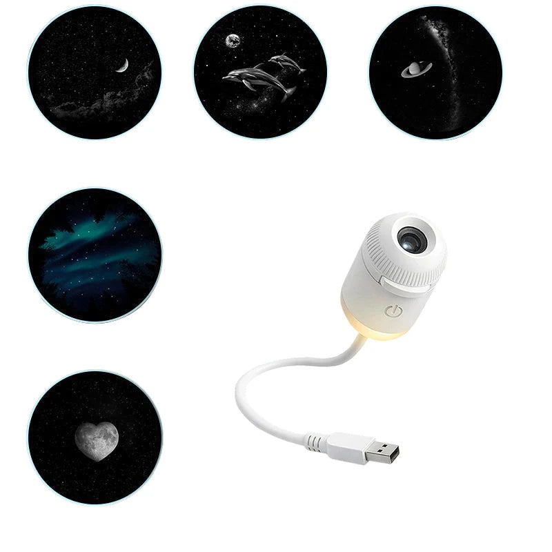 Proyector de Estrellas Galaxia 2 en 1 – Luz Nocturna, Rotación 360°, USB, Decoración Habitación